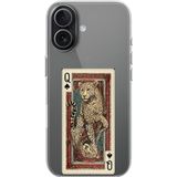 Techtree iPhone 17 Uyumlu İskambil Kağıdı Tasarımlı Leopar Portre Baskılı Silikon Kılıf