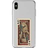 Techtree iPhone X-XS Uyumlu İskambil Kağıdı Tasarımlı Leopar Portre Baskılı Silikon Kılıf