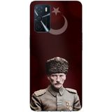 Techtree Oppo A16 - A54 - A55 Uyumlu Ay Yıldız ve Başkomutan Atatürk Baskılı Silikon Kılıf