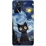 Techtree Oppo A16 - A54 - A55 Uyumlu Gece Yarısı Kedi Tasarımlı Baskılı Silikon Kılıf