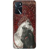 Techtree Oppo A16 - A54 - A55 Uyumlu Geleneksel Halı Motifli Siyah Beyaz At Baskılı Silikon Kılıf