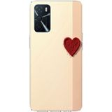 Techtree Oppo A16 - A54 - A55 Uyumlu Krem Zeminli Kırmızı Kalp Baskılı Silikon Kılıf