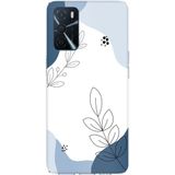 Techtree Oppo A16 - A54 - A55 Uyumlu Mavi Huzur Şekiller ve Botanik Çizgiler Baskılı Silikon Kılıf