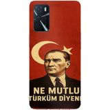 Techtree Oppo A16 - A54 - A55 Uyumlu Ne Mutlu Türkiye Bayrak Atatürk Baskılı Silikon Kılıf