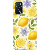 Techtree Oppo A16 - A54 - A55 Uyumlu Sulu Boya Limon ve Çiçek Desenli Baskılı Silikon Kılıf