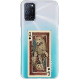 Techtree OPPO A52-A72-92 Uyumlu İskambil Kağıdı Tasarımlı Leopar Portre Baskılı Silikon Kılıf