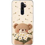Techtree Oppo A5/A9 2020 Uyumlu Arı ve Papatya Sevimli Ayıcık Baskılı Silikon Kılıf