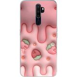 Techtree Oppo A5/A9 2020 Uyumlu Çilekli Pasta Baskılı Silikon Kılıf