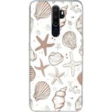 Techtree Oppo A5/A9 2020 Uyumlu Kahverengi Deniz Yıldızı ve Kabuklu Baskılı Silikon Kılıf