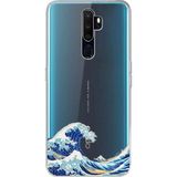 Techtree Oppo A5/A9 2020 Uyumlu Kanagawa Oki Nami Ura Dalgası Tasarımlı Baskılı Silikon Kılıf