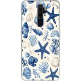 Techtree Oppo A5/A9 2020 Uyumlu Mavi Deniz Kabuğu ve Yıldız Desenli Baskılı Silikon Kılıf