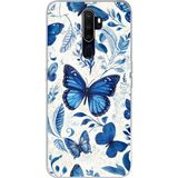 Techtree Oppo A5/A9 2020 Uyumlu Mavi Kelebekler Baskılı Silikon Kılıf