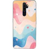 Techtree Oppo A5/A9 2020 Uyumlu Pastel Renkli Dalgalı ve Kalp Baskılı Silikon Kılıf