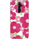 Techtree Oppo A5/A9 2020 Uyumlu Pembe Çiçek Desenli Baskılı Silikon Kılıf
