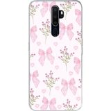 Techtree Oppo A5/A9 2020 Uyumlu Pembe Çiçek ve Fiyonklar Baskılı Silikon Kılıf