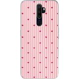 Techtree Oppo A5/A9 2020 Uyumlu Pembe Çizgili ve Mini Kalp Baskılı Silikon Kılıf