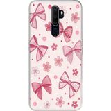 Techtree Oppo A5/A9 2020 Uyumlu Pembe Fiyonk, Çiçek ve Puantiye Baskılı Silikon Kılıf