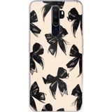 Techtree Oppo A5/A9 2020 Uyumlu Siyah Fiyonk Kurdele Baskılı Silikon Kılıf