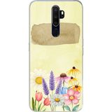 Techtree Oppo A5/A9 2020 Uyumlu Sulu Boya Dokulu Vazoda Çiçek Desenli Baskılı Silikon Kılıf