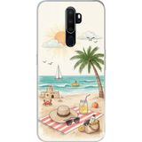 Techtree Oppo A5/A9 2020 Uyumlu Sulu Boya Sahil ve Deniz Manzaralı Baskılı Silikon Kılıf