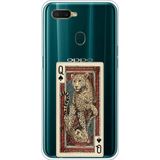 Techtree Oppo A5S-AX7-A12 Uyumlu İskambil Kağıdı Tasarımlı Leopar Portre Baskılı Silikon Kılıf
