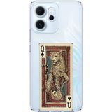 Techtree OPPO Reno 14F Uyumlu İskambil Kağıdı Tasarımlı Leopar Portre Baskılı Silikon Kılıf