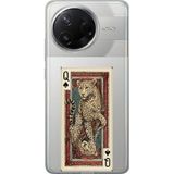 Techtree Poco F7 Pro Uyumlu İskambil Kağıdı Tasarımlı Leopar Portre Baskılı Silikon Kılıf