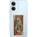 Techtree POCO X8 PRO MAX Uyumlu İskambil Kağıdı Tasarımlı Leopar Portre Baskılı Silikon Kılıf