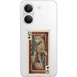 Techtree POCO X8 PRO Uyumlu İskambil Kağıdı Tasarımlı Leopar Portre Baskılı Silikon Kılıf