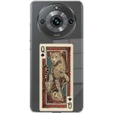 Techtree Realme 11 PRO-11 PRO PLUS Uyumlu İskambil Kağıdı Tasarımlı Leopar Portre Baskılı Silikon Kılıf