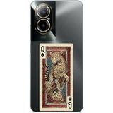 Techtree Realme 12 Lite Uyumlu İskambil Kağıdı Tasarımlı Leopar Portre Baskılı Silikon Kılıf