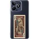 Techtree Realme C53 Uyumlu İskambil Kağıdı Tasarımlı Leopar Portre Baskılı Silikon Kılıf
