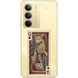 Techtree Realme C75 Uyumlu İskambil Kağıdı Tasarımlı Leopar Portre Baskılı Silikon Kılıf