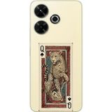Techtree Redmi 13 Uyumlu İskambil Kağıdı Tasarımlı Leopar Portre Baskılı Silikon Kılıf