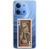 Techtree Redmi 15C Uyumlu İskambil Kağıdı Tasarımlı Leopar Portre Baskılı Silikon Kılıf