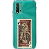 Techtree Redmi 9T-POCO M3 Uyumlu İskambil Kağıdı Tasarımlı Leopar Portre Baskılı Silikon Kılıf