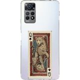 Techtree Redmi Note 11 PRO 4G Uyumlu İskambil Kağıdı Tasarımlı Leopar Portre Baskılı Silikon Kılıf