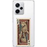 Techtree Redmi Note 12 PRO PLUS Uyumlu İskambil Kağıdı Tasarımlı Leopar Portre Baskılı Silikon Kılıf