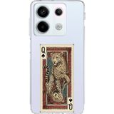 Techtree Redmi Note 13 PRO 5G Uyumlu İskambil Kağıdı Tasarımlı Leopar Portre Baskılı Silikon Kılıf