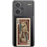 Techtree Redmi Note 13 PRO PLUS Uyumlu İskambil Kağıdı Tasarımlı Leopar Portre Baskılı Silikon Kılıf