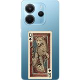Techtree Redmi Note 14 4G Uyumlu İskambil Kağıdı Tasarımlı Leopar Portre Baskılı Silikon Kılıf