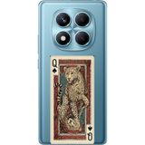 Techtree Redmi Note 14 PRO 4G Uyumlu İskambil Kağıdı Tasarımlı Leopar Portre Baskılı Silikon Kılıf