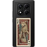 Techtree Redmi Note 14 PRO 5G Uyumlu İskambil Kağıdı Tasarımlı Leopar Portre Baskılı Silikon Kılıf