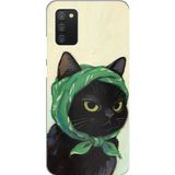 Techtree Samsung Galaxy A02S Uyumlu Babushka Yeşil Başörtülü Siyah Kedi Baskılı Silikon Kılıf