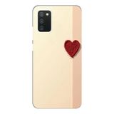 Techtree Samsung Galaxy A02s Uyumlu Krem Zeminli Kırmızı Kalp Baskılı Silikon Kılıf