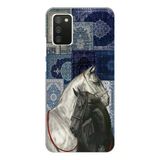 Techtree Samsung Galaxy A02s Uyumlu Mavi Kilim Desenli Siyah Ve Beyaz At Baskılı Silikon Kılıf