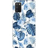 Techtree Samsung Galaxy A02s Uyumlu Mavi Yaprak Ve Çiçek Desenli Baskılı Silikon Kılıf