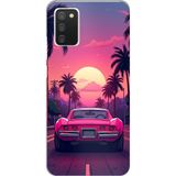 Techtree Samsung Galaxy A02S Uyumlu Palmiye Neon Pembe Araba Baskılı Silikon Kılıf