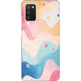 Techtree Samsung Galaxy A02s Uyumlu Pastel Renkli Dalgalı Ve Kalp Baskılı Silikon Kılıf