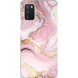Techtree Samsung Galaxy A02S Uyumlu Pembe Mermer Baskılı Silikon Kılıf